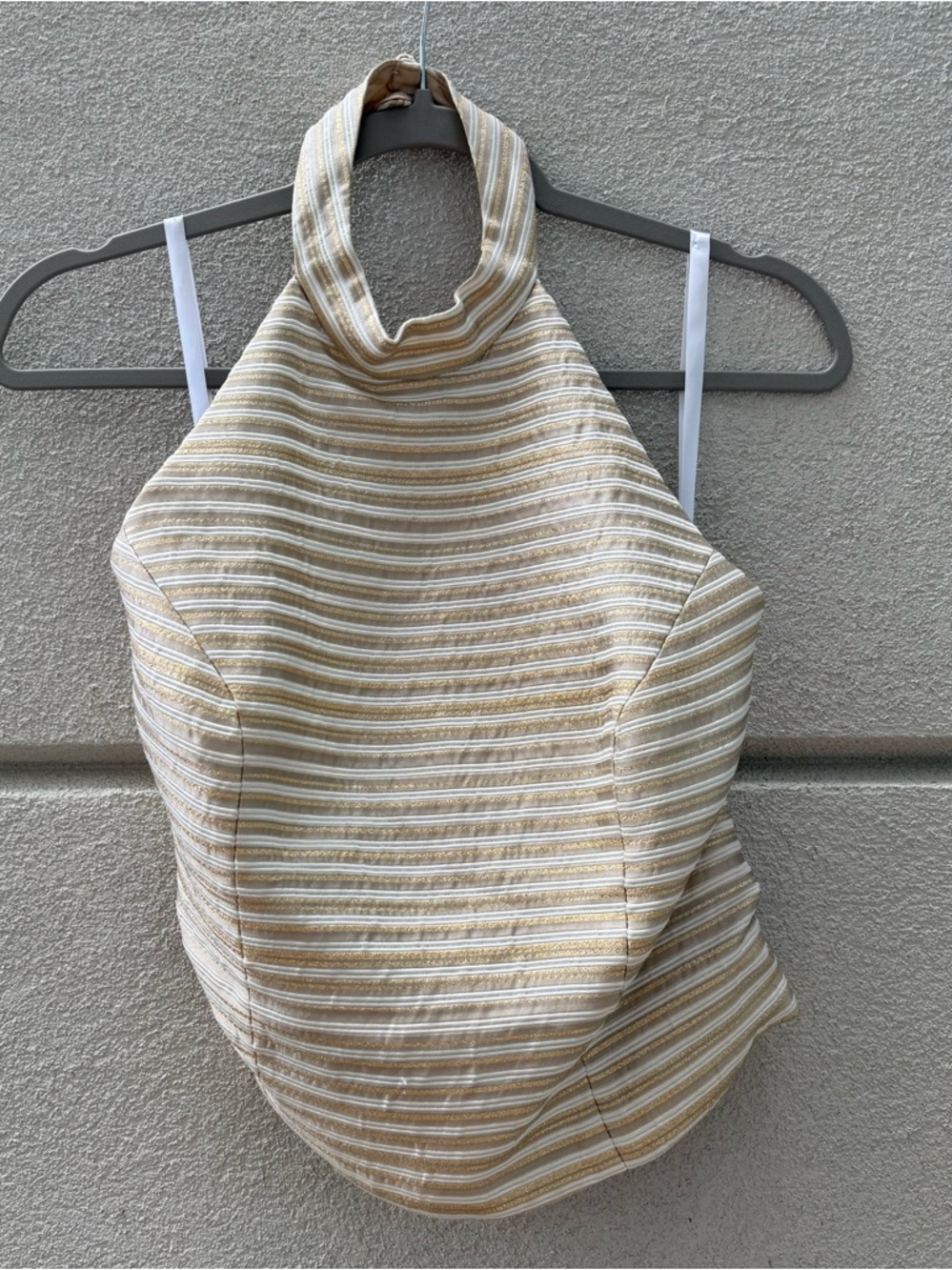 Vintage Cache Gold & White Shimmery Halter Top